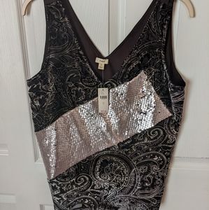 NWT Anthropologie Tiny velvet/sequined tank, Sz L
